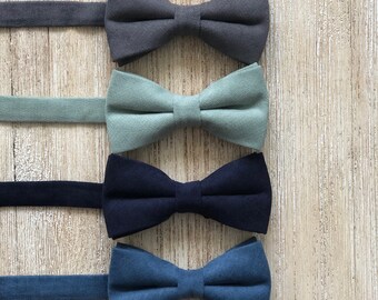 Steel Grey, Dusty Sage, Marine Navy Blue and Steel Blue Bow Ties Neck Ties (Groomsmen tie, Wedding Ties, Ring bearer bow tie)