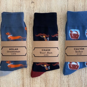 Personalized Wacky Socks for your Groomsmen Proposal, Groomsmen Gift Box, Sock Label, Groom Socks, Wedding Socks
