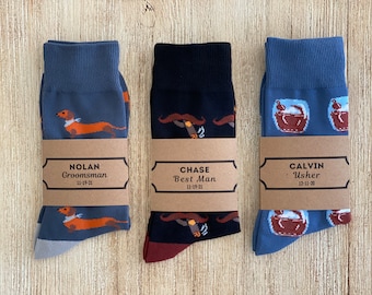 Personalized Wacky Socks for your Groomsmen Proposal, Groomsmen Gift Box, Sock Label, Groom Socks, Wedding Socks