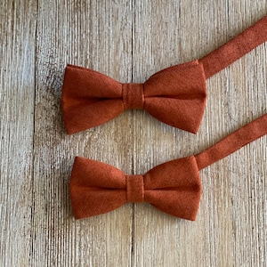 Burnt Orange Bow Tie and Cognac Brown Suspenders Set Wedding, Groom, Groomsmen, Ring Bearer-Suspender Bow Tie Elastic suspenders big tall image 7