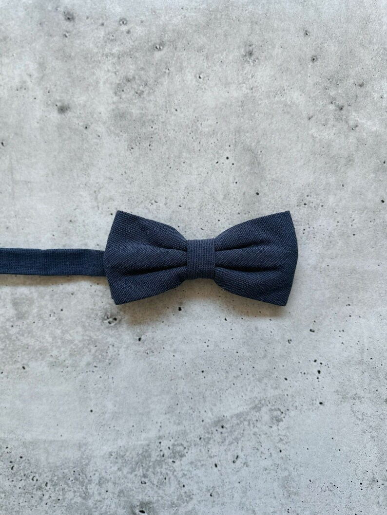 Navy Blue Bow Tie, Navy Blue Neck Tie, Navy Blue Pocket Square, Groomsmen Wedding Ties for Ring Bearer Rustic Wedding Outfit image 1