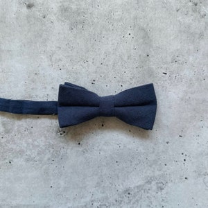 Navy Blue Bow Tie, Navy Blue Neck Tie, Navy Blue Pocket Square, Groomsmen Wedding Ties for Ring Bearer Rustic Wedding Outfit image 2