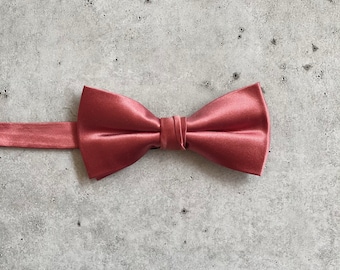 Coral Guava Satin Bow Ties for Men Wedding Bow Ties For Groomsmen Bohemian Wedding