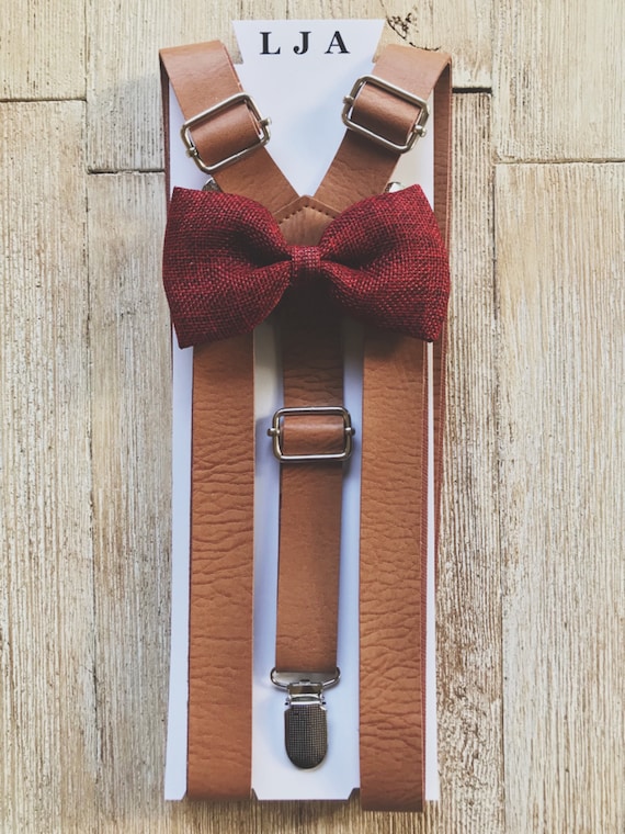 Wine Textured Leather Bow Tie Wine Textured Leather Bow Tie