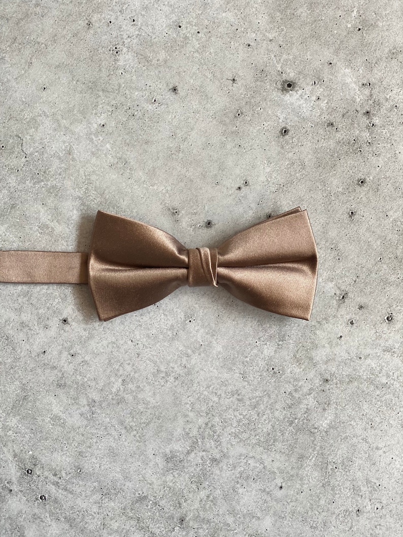 Taupe Satin Silk Bow Ties for Men Wedding Bow Ties For Groomsmen Bohemian Earth Toned Wedding image 10