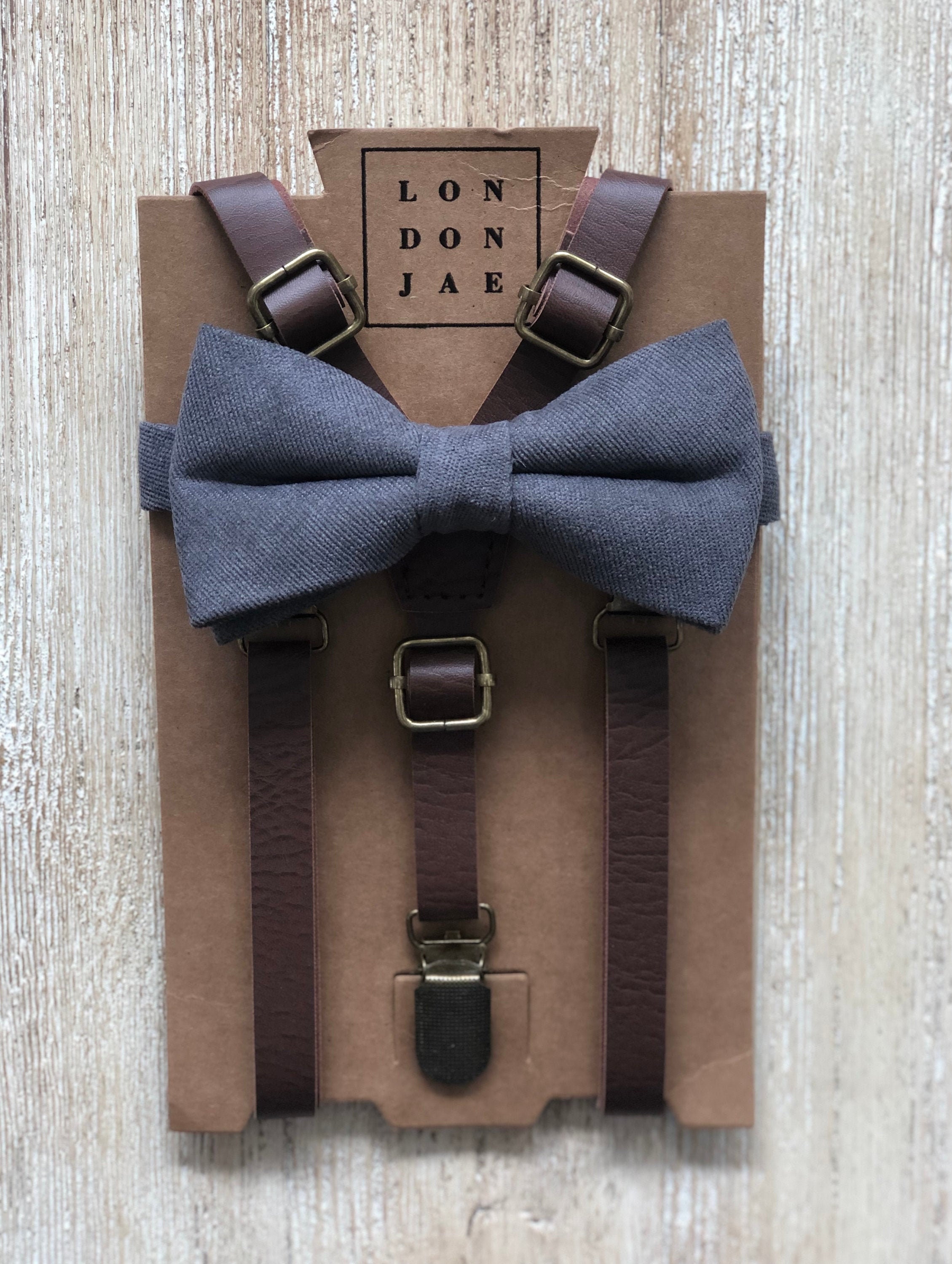 Steel Grey Cotton Bow Tie with Skinny 