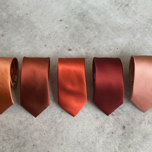 Bronze Rust Orange Bow Tie w/ Faux Leather Suspender Set Neck Tie Set Avail. Wedding Groom Groomsmen Ring bearer outfit Big & Tall 6'8 image 5