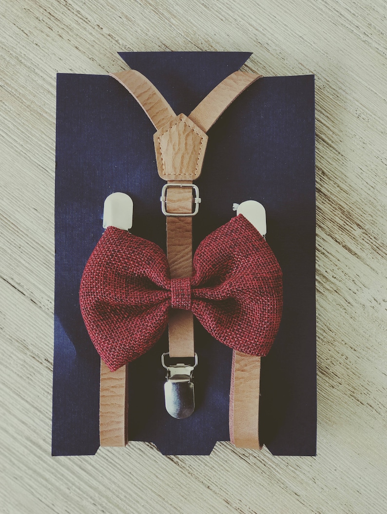 Groomsmen Wine wedding Groomsmen outfits Ring Bearer Outfit Wine Little Boy Suspenders Rustic Wedding Suspenders Wine Baby Bowtie Suspenders image 1