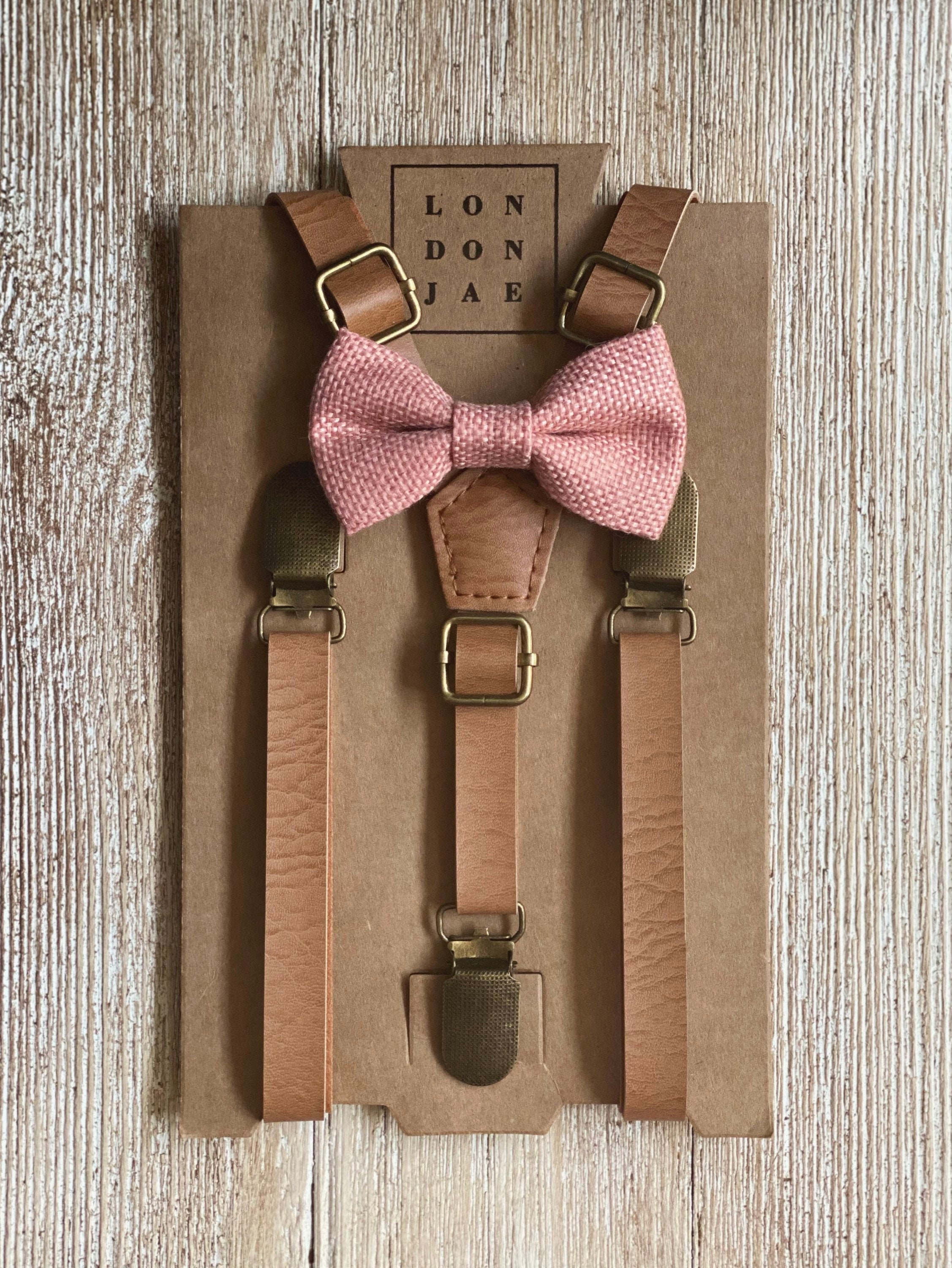 Light Peach Bow Tie and Tan Groomsmen Suspenders Ring Bearer Etsy