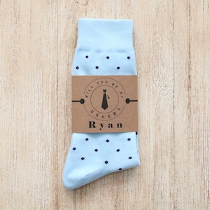 Personalized Groomsmen sock label for Groomsmen Proposal, Custom Sock Label, Groom Sock label, Wedding Sock label Polka dots, Argyle image 7