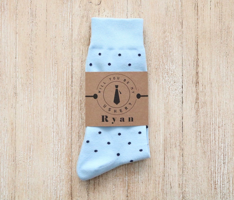 Personalized Groomsmen sock label for Groomsmen Proposal, Custom Sock Label, Groom Sock label, Wedding Sock label Polka dots, Argyle image 7