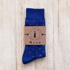 Personalized Groomsmen sock label for Groomsmen Proposal, Custom Sock Label, Groom Sock label, Wedding Sock label Polka dots, Argyle image 3