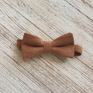 Vintage Brown Weathered Suspenders Tan Bow Tie Bow Tie Neck Tie Set Backyard Wedding Groomsmen attire, Ring bearer, Summer Wedding BOW TIE ONLY