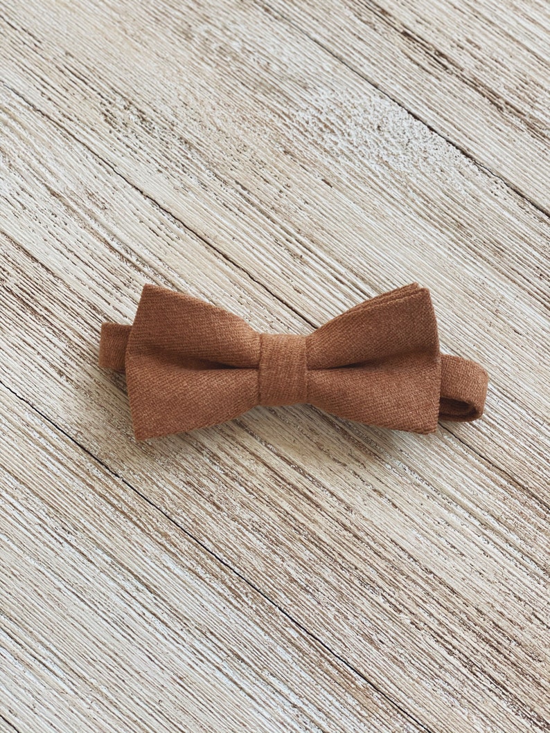 Vintage Brown Weathered Suspenders Tan Bow Tie Bow Tie Neck Tie Set Backyard Wedding Groomsmen attire, Ring bearer, Summer Wedding BOW TIE ONLY