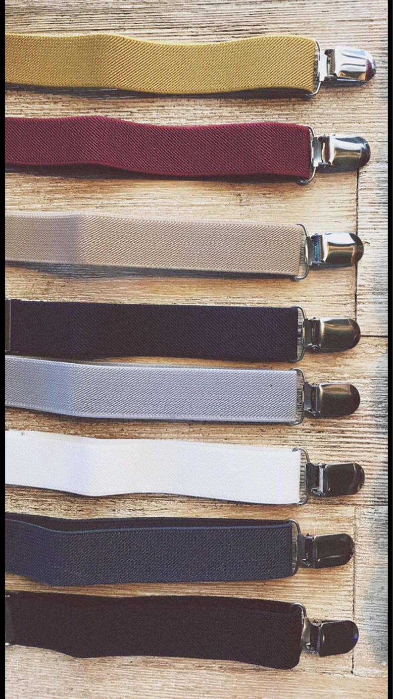 Garnet Bow Tie and Khaki Beige Suspenders Rustic Barn Boho Wedding Groomsmen Ring Bearer