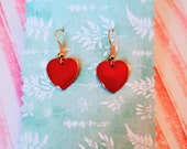 MADE IN FRANCE retro vintage earrings cute red heart kawaii kitsch rockabilly pin up bettie page dita von teese pin up jewelry rocknroll