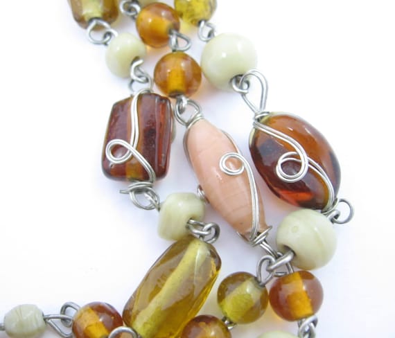 Long GLASS BEADED Vintage NECKLACE  Some Beads Wi… - image 1