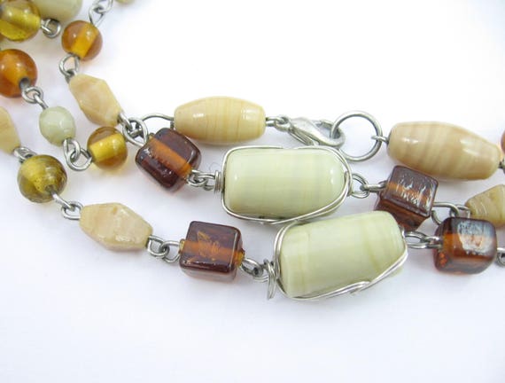 Long GLASS BEADED Vintage NECKLACE  Some Beads Wi… - image 8