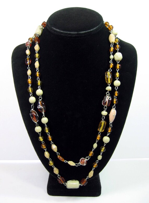 Long GLASS BEADED Vintage NECKLACE  Some Beads Wi… - image 4