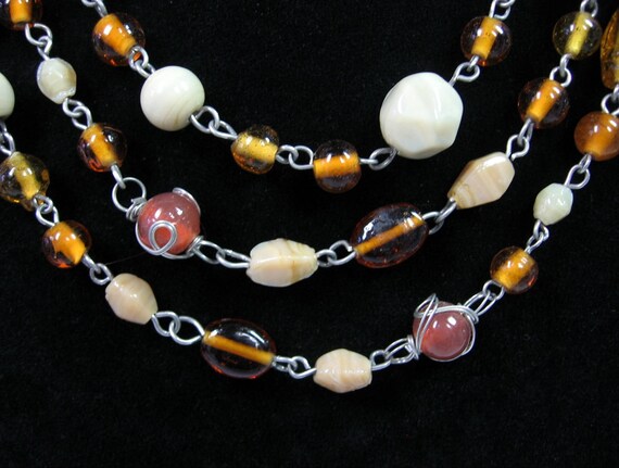 Long GLASS BEADED Vintage NECKLACE  Some Beads Wi… - image 3