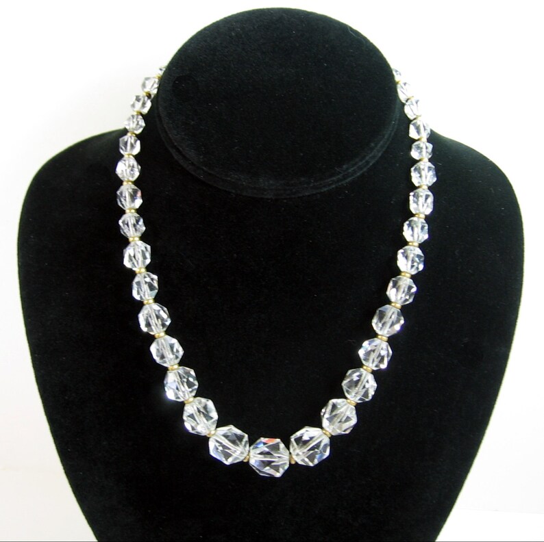 Unusual CLEAR CRYSTAL Bead Vintage Necklace Sharp TRIANGLE Etsy