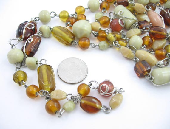 Long GLASS BEADED Vintage NECKLACE  Some Beads Wi… - image 10