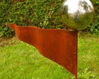 Gartendeko Rost Spirale Stecker 120cm 3 Edelstahlkugeln