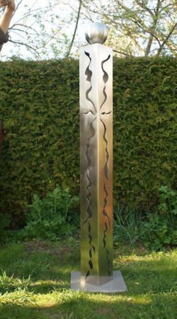Edelstahlsaule Alex 150cm Mit Risse Und Edelstahlkugel Etsy