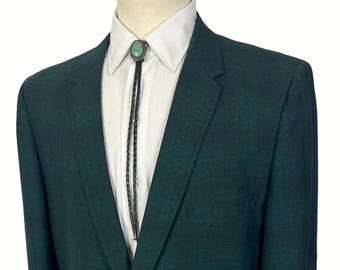 Vintage 1960s Wool Shadow Plaid Sack Sport Coat ~ 44 Long ~ jacket / blazer