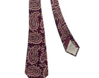 NOUVEAU vieux stock ~ cravate vintage des années 40 SUPERBA CRAVATS ~ Art déco / Rockabilly / Swing ~ cravate / cravate ~ imprimé cachemire ~ neuf avec étiquettes