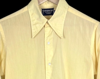 Vintage 1970s GIVENCHY Cotton Dagger Collar Shirt ~ M ~ Button-Up ~ Lightweight