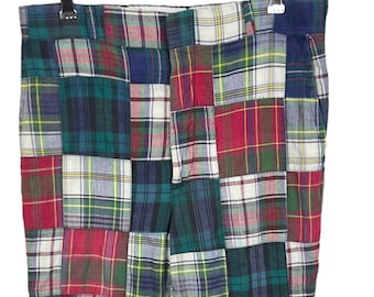 Vintage 1960s/1970s Imported India Madras Patchwork Plaid Cotton Pants ~ 31 Waist ~ Lightweight / Summer ~ Ivy / Preppy / Trad / GTH
