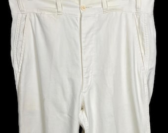 Vintage 1920s/1930s SANFORIZED Baumwoll-Twill-Hose ~ 31.5 Taille ~ Hose mit Knopfleiste ~ Wenvik Fabrics ~ Arbeitskleidung ~ Palm Beach Style ~