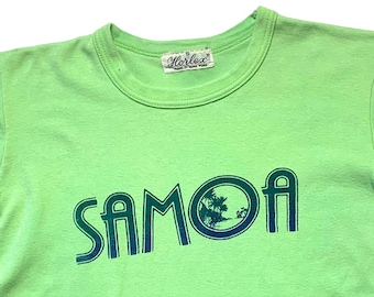 Vintage 1970s Women's "Samoa" French Cut T-Shirt ~ S ~ 70s Graphic Novelty Tee ~ Faded ~ Tourist