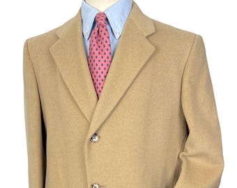 Vintage Cashmere Camel Overcoat ~ size 38 to 40 Long ~ Trench Coat / Topcoat ~ Preppy / Ivy Style / Trad