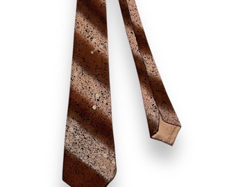 Vintage 1930s HAND TAILORED Silk Necktie ~ Art Deco / Rockabilly / Swing ~ Neck Tie / Cravat ~ Shadow Stripe / Abstract Print / Foulard
