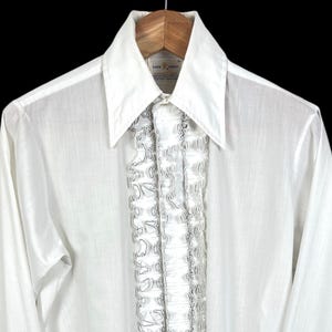 70s Tuxedo Front Ruffle Shirt - Etsy