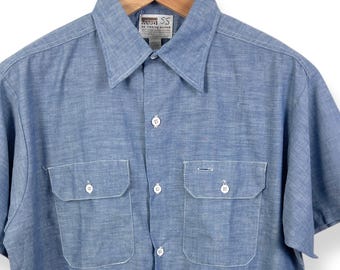 Vintage 60's 70's Montgomery Ward Dead Stock Chambray Denim Short