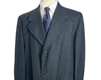 Vintage 1960s/1970s Wool HERRINGBONE TWEED Overcoat ~ size 44 to 46 ~ Trench Coat ~ 60s / 70s ~