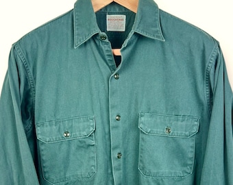 Small 50s Hercules Khaki Mountain Cloth Work Shirt / 1950s Gusset