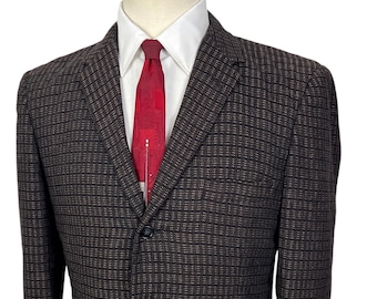 Vintage jaren 1950 CURLEE KLEDING Wollen tweed Atomic Era Sack sportjas ~ 38 kort ~ blazer / jas ~ Rockabilly ~ Elvis ~ VLV ~