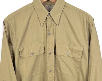 ww2 米軍　チノシャツ　1940s 40s Vintage 1940s US Military WW2 Wool Button Shirt Olive Adult