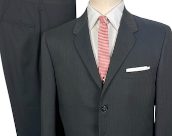 Vintage 1960s Penneys Town-Clad 2pc Sharkskin Suit ~ size 40 R ~ Jacket / Pants ~ Rockabilly / Mod ~