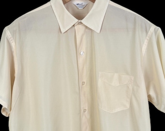 Vintage 1950s/1960s "The Continental" by Marcel of Paris Button-Up Shirt ~ 17 / XL ~ Short-Sleeve ~ Spring / Summer ~ Gussets