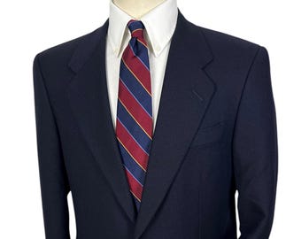 Vintage HICKEY FREEMAN Wool & Mohair Hopsack Navy Blazer ~ size 40 Short ~ jacket / sport coat ~ Gold Buttons ~