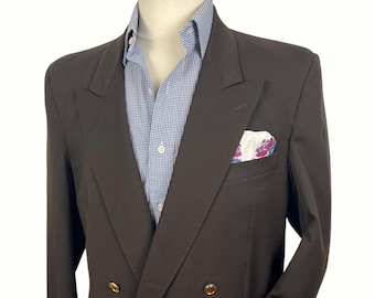 Vintage 1970s/1980s GUCCI Double-Breasted Wool Blazer ~ 40 R ~ jacket / sport coat ~ Gold Buttons ~ 1980s / 1990s ~