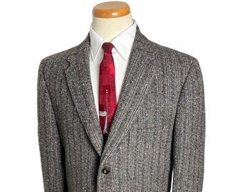 Vintage 1950s ATOMIC FLECK Wool Rockabilly Sport Coat ~ size 42 X-Long ~ blazer / jacket ~ Donegal Tweed ~ Elvis ~ VLV ~