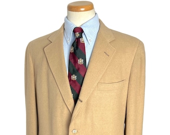 Vintage BROOKS BROTHERS Camel Hair Sack Jacket ~ size 44 ~ 3 Roll 2 ~ blazer / sport coat ~ Preppy / Ivy Style / Trad ~