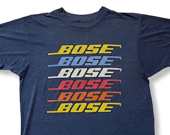 Vintage 1980s BOSE Logo T-Shirt ~ fits M ~ Single Stitch ~ Graphic Tee ~ Soft / Tissue Thin / Worn-In ~ 80s ~