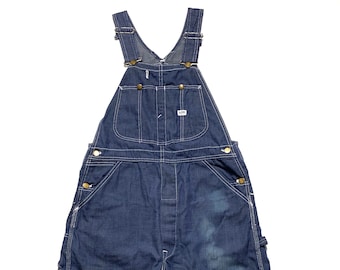 Vintage 1970s LEE Denim Overalls ~ size S to M ~ Work Wear ~ Union Made in USA ~ Faded / Patched / Repaired